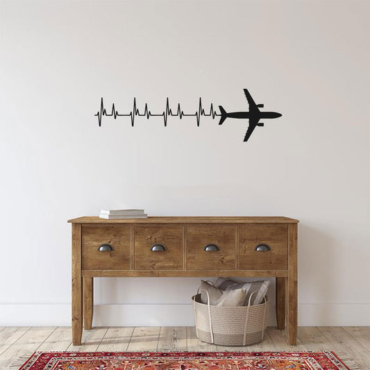 Airbus A-300 Airplane Silhouette Heartbeat Vinyl Home Decor Wall Decal Jet Set Decals